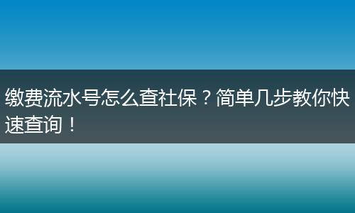 缴费流水号怎么查社保？简单几步教你快速查询！