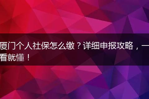 厦门个人社保怎么缴?详细申报攻略,一看就懂!