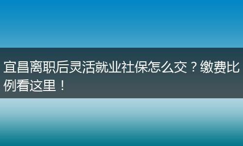 宜昌离职后灵活就业社保怎么交？缴费比例看这里！