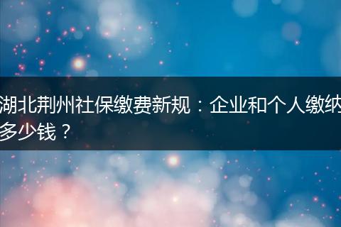 湖北荆州社保缴费新规：企业和个人缴纳多少钱？