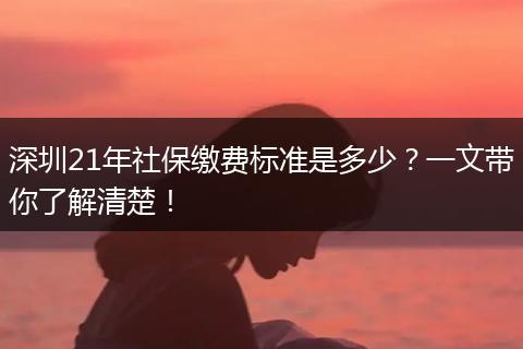深圳21年社保缴费标准是多少？一文带你了解清楚！