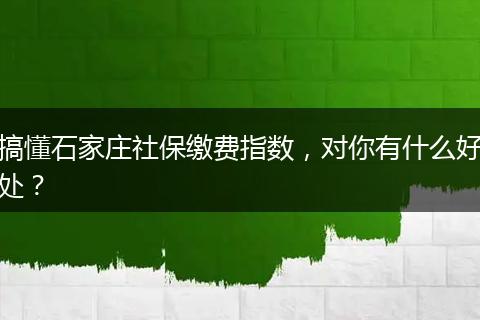 搞懂石家庄社保缴费指数，对你有什么好处？