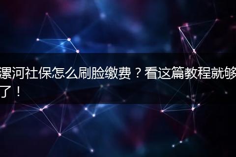 漯河社保怎么刷脸缴费？看这篇教程就够了！