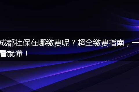 成都社保在哪缴费呢？超全缴费指南，一看就懂！