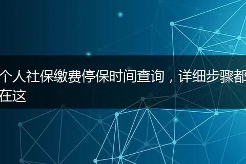 个人社保缴费停保时间查询，详细步骤都在这