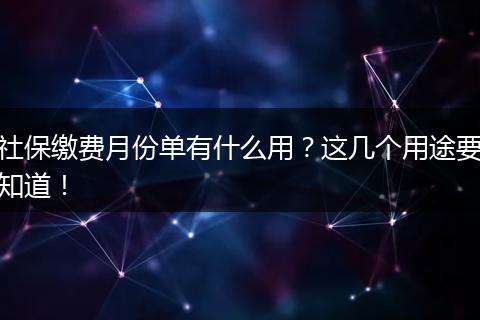 社保缴费月份单有什么用？这几个用途要知道！