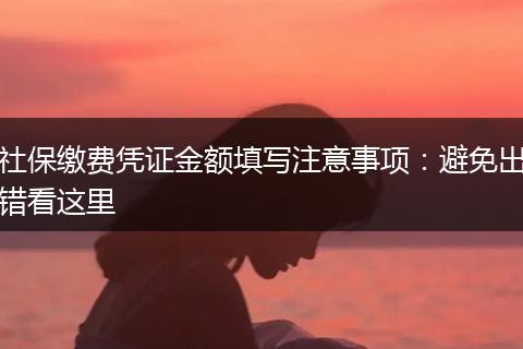 社保缴费凭证金额填写注意事项：避免出错看这里
