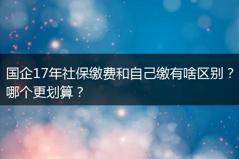 国企17年社保缴费和自己缴有啥区别？哪个更划算？
