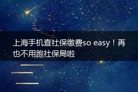 上海手机查社保缴费so easy！再也不用跑社保局啦