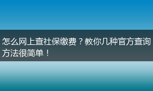 怎么网上查社保缴费？教你几种官方查询方法很简单！