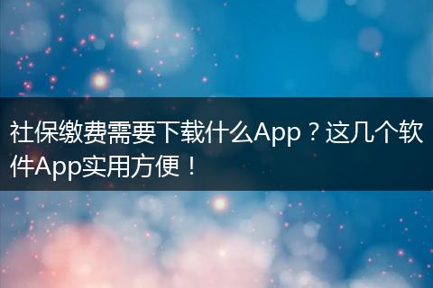 社保缴费需要下载什么App？这几个软件App实用方便！