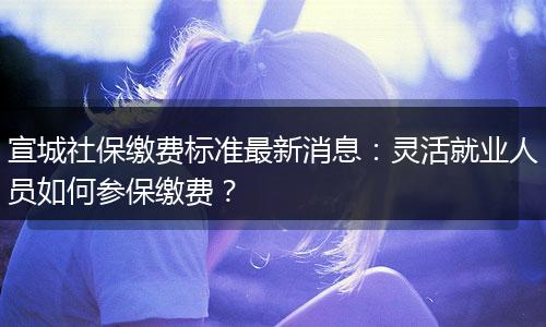 宣城社保缴费标准最新消息：灵活就业人员如何参保缴费？