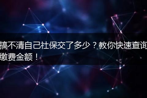 搞不清自己社保交了多少?教你快速查询缴费金额!