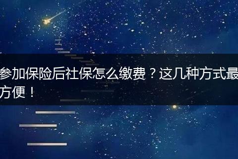参加保险后社保怎么缴费？这几种方式最方便！