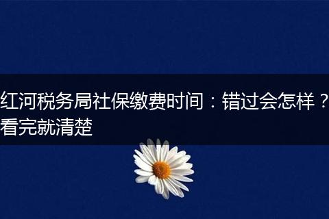红河税务局社保缴费时间：错过会怎样？看完就清楚