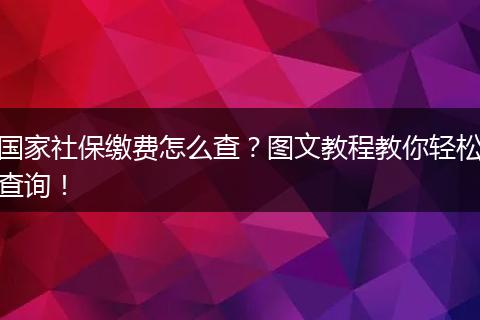 国家社保缴费怎么查？图文教程教你轻松查询！