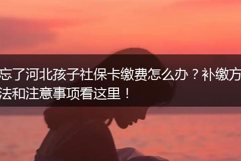 忘了河北孩子社保卡缴费怎么办？补缴方法和注意事项看这里！