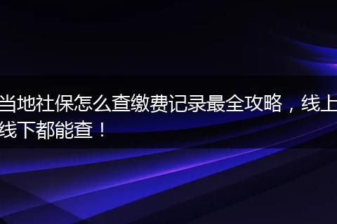 当地社保怎么查缴费记录最全攻略，线上线下都能查！