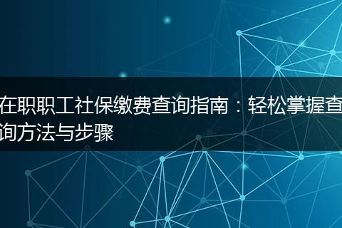 在职职工社保缴费查询指南：轻松掌握查询方法与步骤