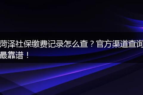 菏泽社保缴费记录怎么查？官方渠道查询最靠谱！