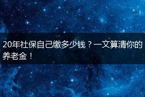 20年社保自己缴多少钱？一文算清你的养老金！