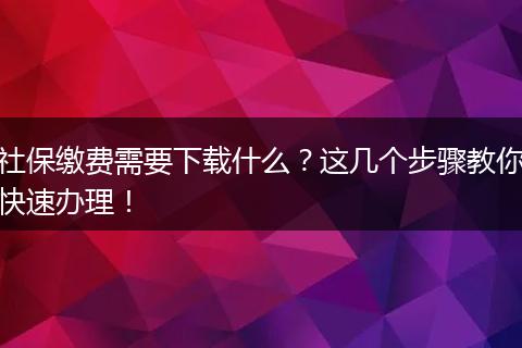 社保缴费需要下载什么？这几个步骤教你快速办理！