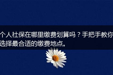 个人社保在哪里缴费划算吗？手把手教你选择最合适的缴费地点。