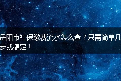 岳阳市社保缴费流水怎么查？只需简单几步就搞定！