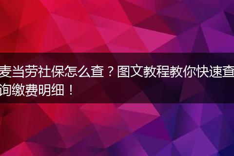 麦当劳社保怎么查？图文教程教你快速查询缴费明细！