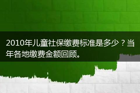 2010年儿童社保缴费标准是多少？当年各地缴费金额回顾。