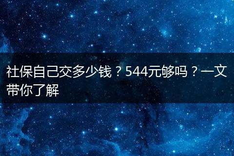 社保自己交多少钱？544元够吗？一文带你了解