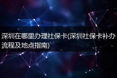深圳在哪里办理社保卡(深圳社保卡补办流程及地点指南)
