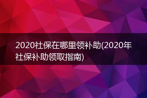 2020社保在哪里领补助(2020年社保补助领取指南)