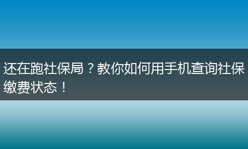 还在跑社保局？教你如何用手机查询社保缴费状态！