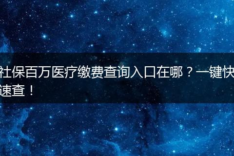 社保百万医疗缴费查询入口在哪？一键快速查！