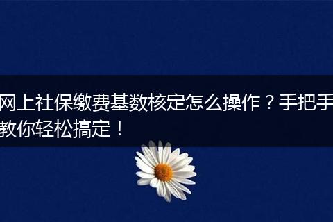 网上社保缴费基数核定怎么操作？手把手教你轻松搞定！