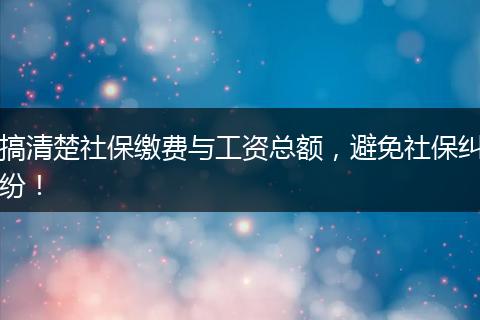 搞清楚社保缴费与工资总额,避免社保纠纷!