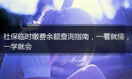 社保临时缴费余额查询指南，一看就懂，一学就会