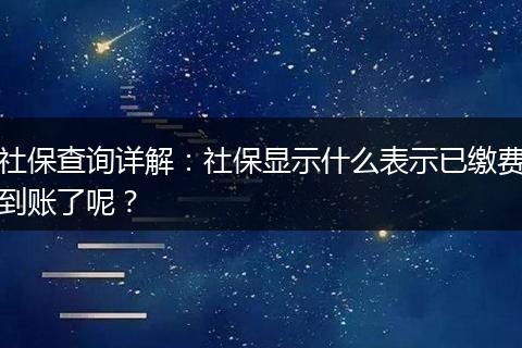 社保查询详解：社保显示什么表示已缴费到账了呢？