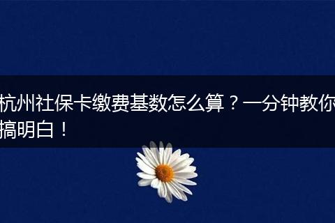 杭州社保卡缴费基数怎么算？一分钟教你搞明白！