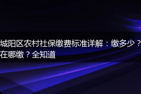 城阳区农村社保缴费标准详解：缴多少？在哪缴？全知道
