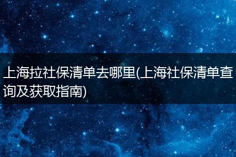 上海拉社保清单去哪里(上海社保清单查询及获取指南)