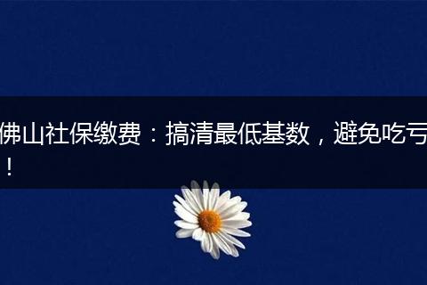 佛山社保缴费：搞清最低基数，避免吃亏！