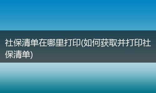 社保清单在哪里打印(如何获取并打印社保清单)
