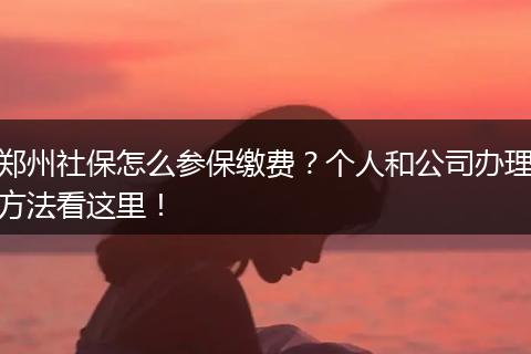 郑州社保怎么参保缴费？个人和公司办理方法看这里！