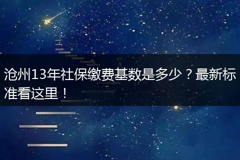 沧州13年社保缴费基数是多少?最新标准看这里!