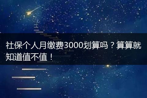 社保个人月缴费3000划算吗?算算就知道值不值!