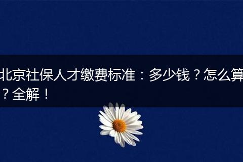 北京社保人才缴费标准：多少钱？怎么算？全解！