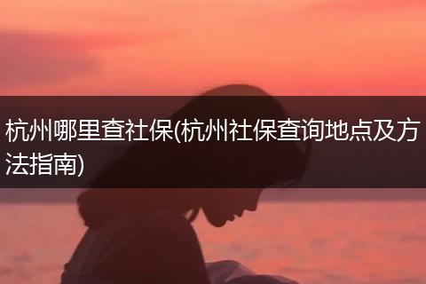 杭州哪里查社保(杭州社保查询地点及方法指南)