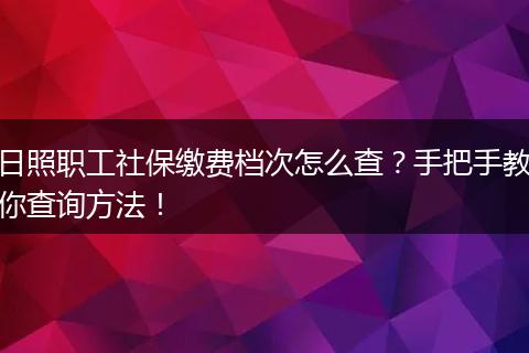 日照职工社保缴费档次怎么查？手把手教你查询方法！